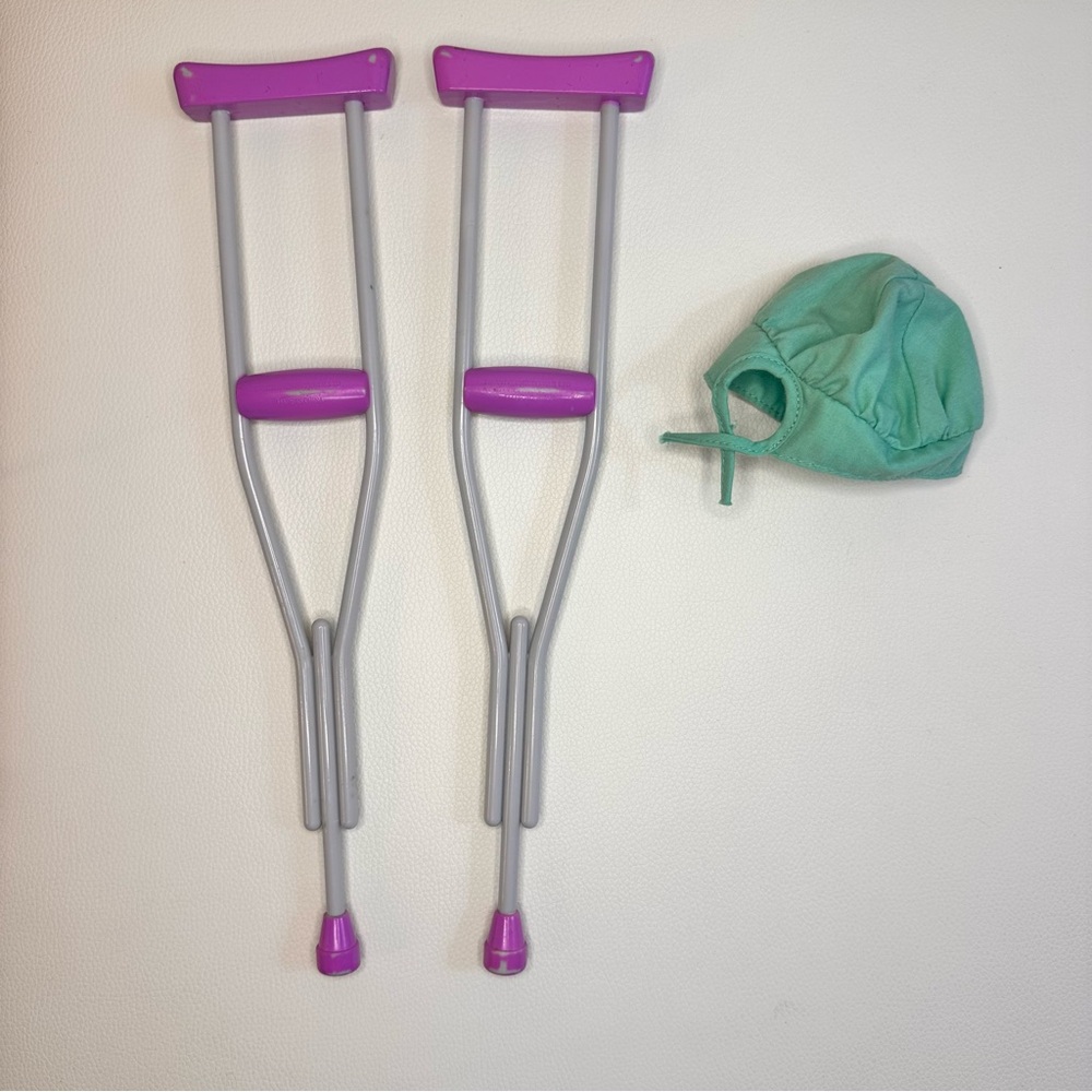 Doll Crutches and Cap Bundle - Purple and Green